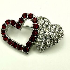2003 Swarovski signed double heart brooch